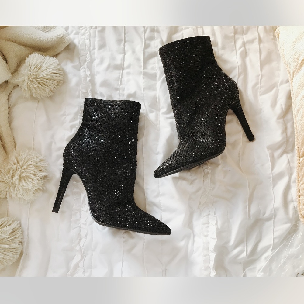 Jessica Simpson black sparkle boots
